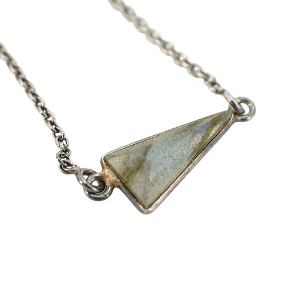 Lot Of 3 Stackable Sterling Silver Layered Necklace Set Labradorite Amber Boho - Picture 11 of 16